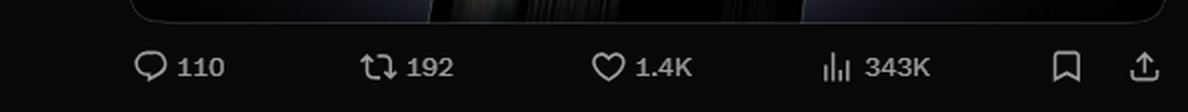 Rostered.gg launch post stats: 110 replies, 192 reposts, 1.4K likes, 343K views